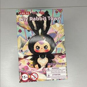 Lily Rabbit Town Baby Three Plush Toy - Black and Cream